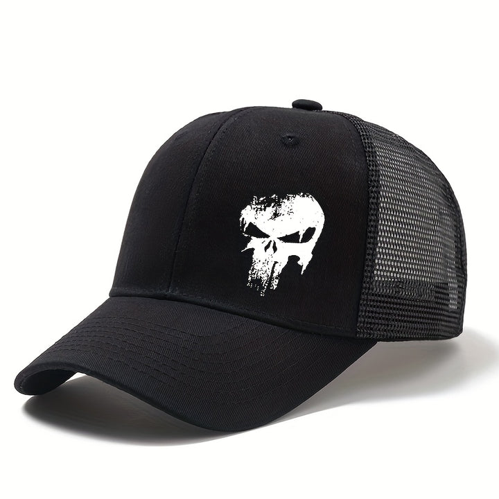 Tela. Gorra de béisbol ajustable con estampado de calavera para hombre y mujer - Malla transpirable, sombrero casual de verano con cierre snapback, ideal para actividades al aire libre, viajes, camping y ocio, sombrero casual | Gorra con estampado de cala