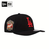 Gorra de camionero New Era Black Hard Top con letras de LA - Snapback ajustable, ligera y cálida, diseño deportivo unisex para hombres y mujeres, perfecta para actividades al aire libre