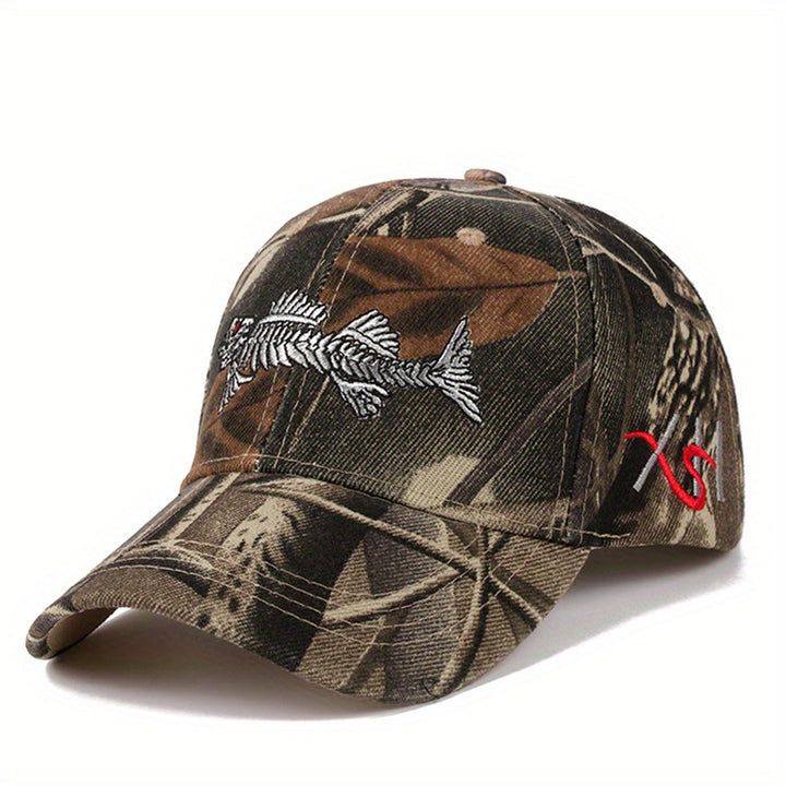 Gorra de beisbol para pesca al aire libre con bordado de pescado