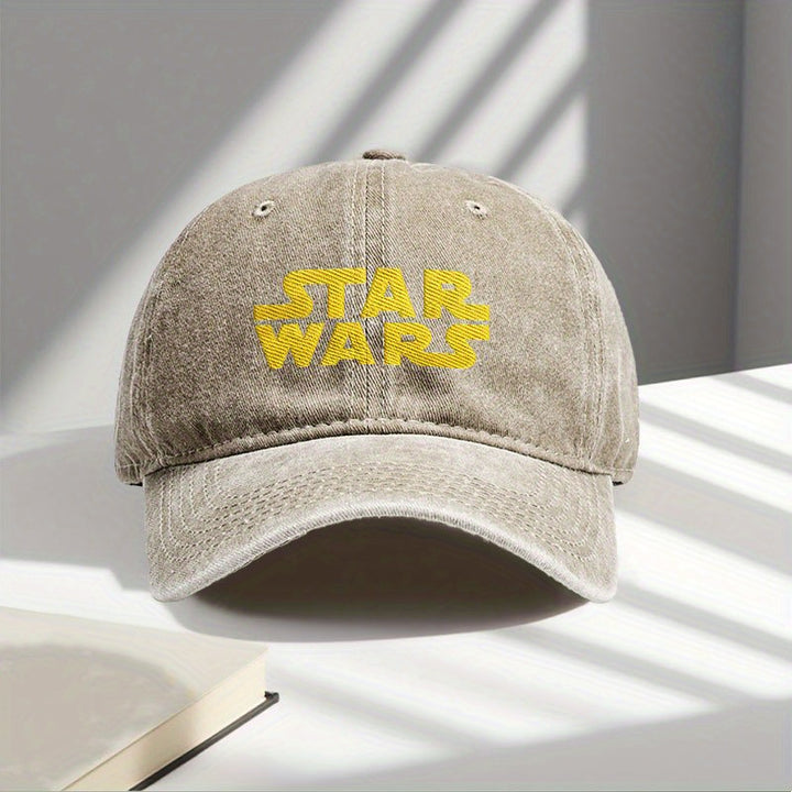 1pc Gorra Ajustable de Camionero con Logo de  de STAR WARS - Letras Amarillas Icónicas de Star Wars y Estampado de , Gorra Ligera sin UPF, Unisex y Amigable (Lavable a Mano) para Fiestas, Atuendo Casual