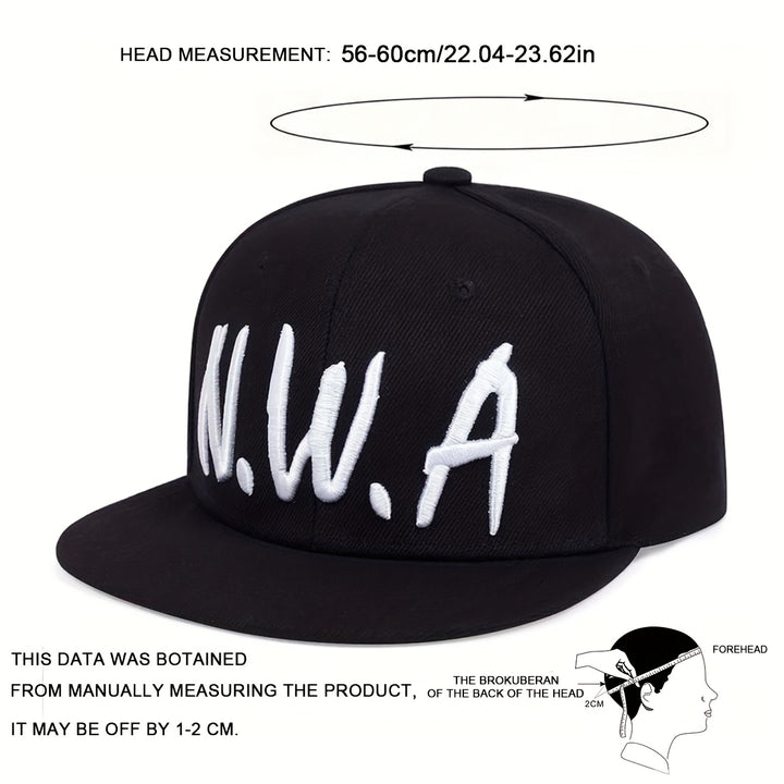 1pc Gorra de béisbol para hombre NWA bordada, gorra informal de hip-hop, ajustable para protección solar, poliéster ligero, ligero estiramiento, para viajes de primavera/otoño, playa, fiesta