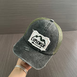 Gorra de Béisbol Retro Lavada para Adolescentes - Sombrero de Malla Transpirable con Ajuste Elástico, Parche de Letras Explore, Camuflaje y Verde para Viajes al Aire Libre en Primavera/Verano y Día de San Patricio