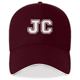 1 gorra JC estilo equipo escolar americano, contraste blanco y sencillo y resistente, visera tipo sandwich, sombrero de viaje moderno, ajustable unisex, gorra camionero