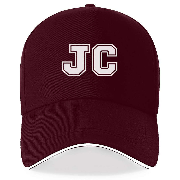 1 gorra JC estilo equipo escolar americano, contraste blanco y sencillo y resistente, visera tipo sandwich, sombrero de viaje moderno, ajustable unisex, gorra camionero