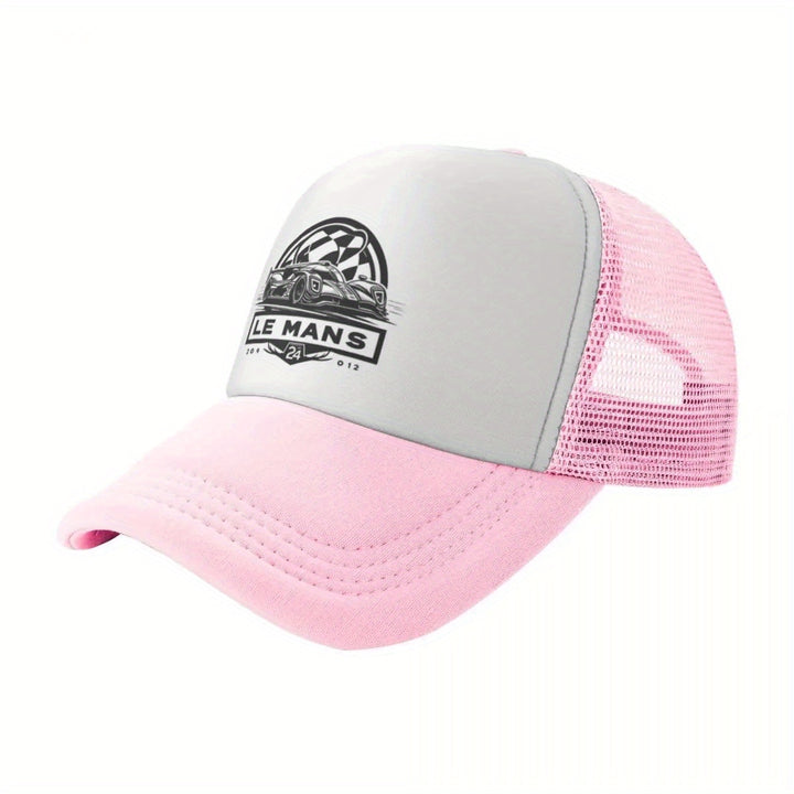 Gorra de Béisbol Ajustable y Transpirable para Hombres - Diseño Retro Le Mans 24H, Dos Tonos Blanco y , Sombrero con Visera Temática de Carreras para Primavera y Verano, Lavable a Máquina, Accesorio para la Cabeza de Verano | Diseño Inspirado en las Carre