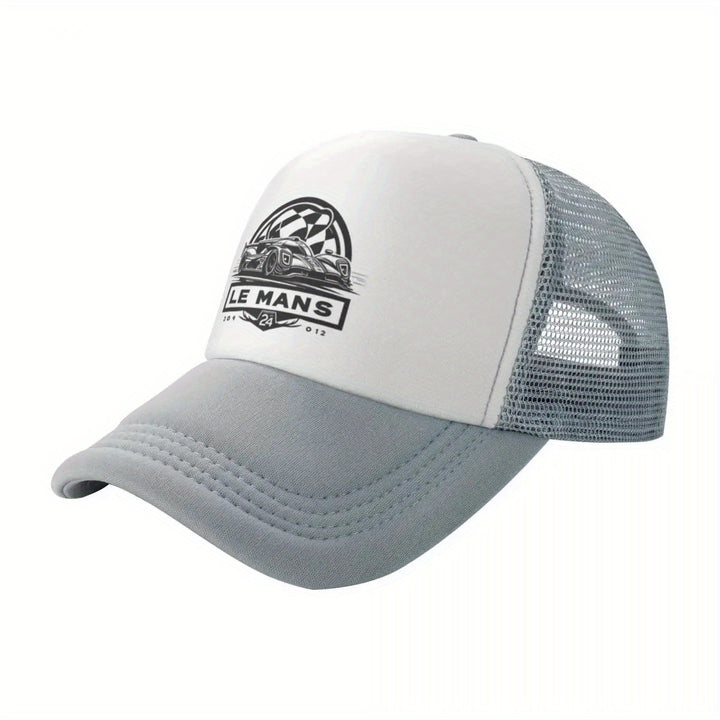 Gorra de Béisbol Ajustable y Transpirable para Hombres - Diseño Retro Le Mans 24H, Dos Tonos Blanco y , Sombrero con Visera Temática de Carreras para Primavera y Verano, Lavable a Máquina, Accesorio para la Cabeza de Verano | Diseño Inspirado en las Carre