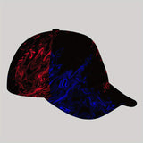 Gorra de béisbol unisex JKXWL con diseño de remolinos rojos y azules vibrantes - Gorra de sol casual para deportes al aire libre y uso diario, estilo callejero, poliéster, lavado a mano o limpieza seca