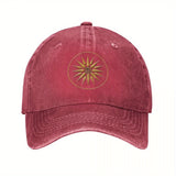 Gorra de Béisbol Dorada con Símbolo de Macedonia - Gorra Ajustable Snapback, Diseño de Seis Paneles en Denim Transpirable para Hombres y Mujeres, Estilo Casual Urbano (Lavable a Máquina) - Uso Formal y Diario, Sombrero Versátil, Emblema Impreso, Cómoda y