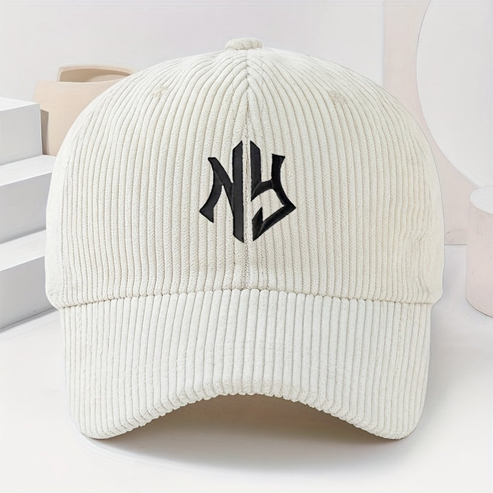 Gorra de Pana Bordada con Letras NY Unisex, Gorro Grueso y Suave para Mujer Moda Primavera-Otoño Hombres y Damas, Beanie Casual Cálido al Aire Libre Estilo Urbano Hip-Hop Talla Ajustable