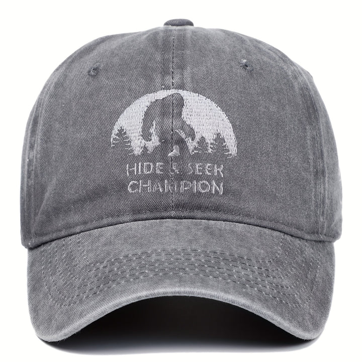 Gorra de béisbol curvada estilo hippie, bordada con el campeón de las escondidas, gorra de camionero de algodón desgastado, gorra snapback para deportes casuales al aire libre