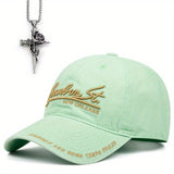 2 piezas Gorra de Béisbol para Hombre con Accesorios y Collar Bordado Hermoso para Fiesta de Navidad Otoño/Invierno al Aire Libre