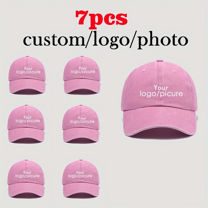 7 Paquetes de Gorras de Béisbol Personalizadas - Pedido al por Mayor con Logo/Texto/Imagen Personalizado, Gorras Ajustables Snapback para Hombres y Mujeres, Gorras Ligeras para Todas las Estaciones con Tu Logo (Costo de Impresión del Logo Varia) - Ideales