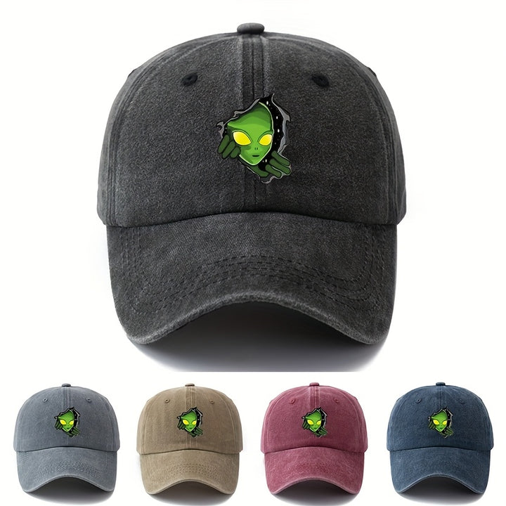 Gorra de Béisbol MAKEFGE con Diseño Alien para Hombres y Mujeres - Gorra Ajustable Snapback Trucker con Estampado Verde Vibrante, Diseño de 6 Paneles, Tela Duradera para Camping al Aire Libre, Uso Casual (/Beige/Rosa/Azul Verdoso). Tela Tejida