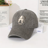 Gorra de béisbol unisex con bordado de la letra A - Gorra ligera de streetwear con visera ajustable, diseño transpirable de seis paneles y visera curva para hombres y mujeres, outfits casuales y formales (Negro, Marrón, Azul Marino, Gris, Blanco), accesor
