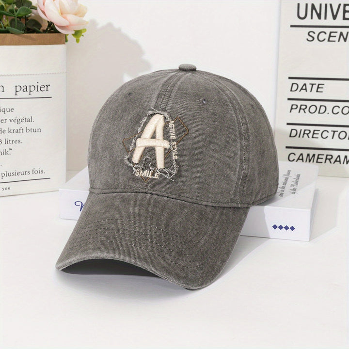 Gorra de béisbol unisex con bordado de la letra A - Gorra ligera de streetwear con visera ajustable, diseño transpirable de seis paneles y visera curva para hombres y mujeres, outfits casuales y formales (Negro, Marrón, Azul Marino, Gris, Blanco), accesor