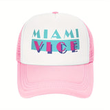 Fabric. Gorra de béisbol inspirada en Miami Vice para hombres y mujeres - Gorra de camionero de malla ligera y transpirable con visera ajustable, diseño en dos tonos, perfecta para todas las estaciones y regalo de vacaciones