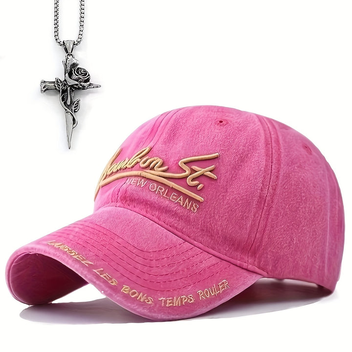 2 piezas Gorra de Béisbol para Hombre con Accesorios y Collar Bordado Hermoso para Fiesta de Navidad Otoño/Invierno al Aire Libre