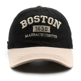 [Gorra de Béisbol Ligera Unisex] Gorra de Béisbol Bordada Unisex de Poliéster Boston 1630 - Visera Ajustable Ligera para Viajes al Aire Libre - Lavable a Mano, Artesanía de Rayas, Tema de Ocasión Retro