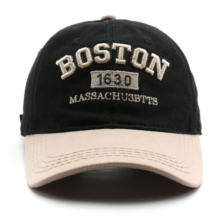 [Gorra de Béisbol Ligera Unisex] Gorra de Béisbol Bordada Unisex de Poliéster Boston 1630 - Visera Ajustable Ligera para Viajes al Aire Libre - Lavable a Mano, Artesanía de Rayas, Tema de Ocasión Retro