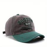 [Gorra de Béisbol Ligera Unisex] Gorra de Béisbol Bordada Unisex de Poliéster Boston 1630 - Visera Ajustable Ligera para Viajes al Aire Libre - Lavable a Mano, Artesanía de Rayas, Tema de Ocasión Retro