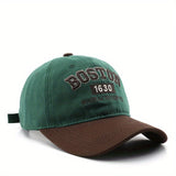 [Gorra de Béisbol Ligera Unisex] Gorra de Béisbol Bordada Unisex de Poliéster Boston 1630 - Visera Ajustable Ligera para Viajes al Aire Libre - Lavable a Mano, Artesanía de Rayas, Tema de Ocasión Retro
