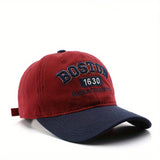 Gorra de Béisbol Bordada Boston 1630 con Bordado Boston 1630, Ajustable Snapback, Gorra Retro Ligera para Hombres, Viajes al Aire Libre, Uso Casual, Eventos Navideños - Gorra Unisex Sin Elástico