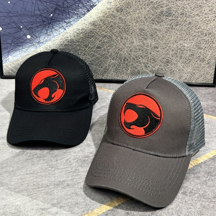 2 gorras de béisbol unisex, gorra de malla transpirable ajustable con gato relámpago bordado, tela acrílica 100% no elástica, recubierta en PVC, livianas para deportes al aire libre y uso diario, ideal para regalos de San Valentín, Carnaval y Festival de