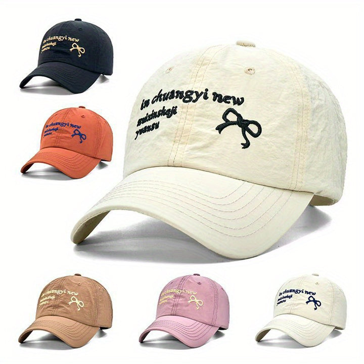 Gorra de béisbol con lazo bordado - Ligera, transpirable, ajuste ajustable para mujeres | Ideal para actividades al aire libre y regalos