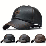Gorra de Béisbol de Cuero Sintético para Hombre - Ajustable, Protector Solar y Ajuste Elástico para Actividades al Aire Libre