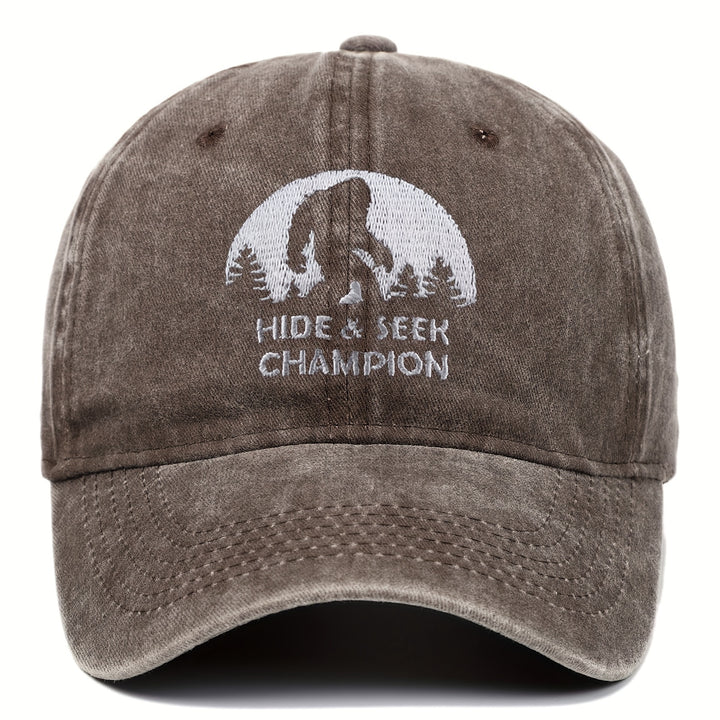 Gorra de béisbol curvada estilo hippie, bordada con el campeón de las escondidas, gorra de camionero de algodón desgastado, gorra snapback para deportes casuales al aire libre