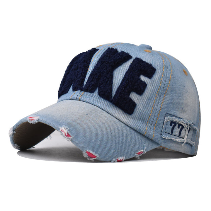 Gorra de béisbol de mezclilla desgastada TAKE, azul lavado, con dobladillo crudo, ligera y ajustable, para hombres y mujeres