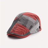 Gorra de Cuadros Retro para Hombre - Mezcla Transpirable, Cierre Ajustable con Botón, Lavable a Mano, Estilo Elegante en Patrón Beige y para Todas las Estaciones, Protección Solar al Aire Libre, Gorra de Verano | Estilo Gorro Ajustado | Sombrero Duradero