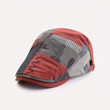 Gorra de Cuadros Retro para Hombre - Mezcla Transpirable, Cierre Ajustable con Botón, Lavable a Mano, Estilo Elegante en Patrón Beige y para Todas las Estaciones, Protección Solar al Aire Libre, Gorra de Verano | Estilo Gorro Ajustado | Sombrero Duradero