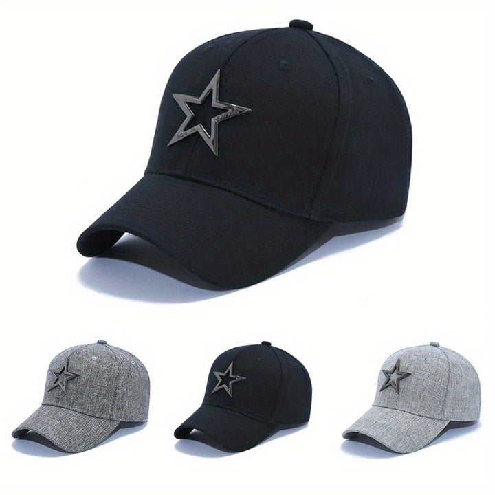 Gorra De Béisbol Con Estrella Hueca, Simple Y Versátil, Unisex, Con Visera Ajustable Y Protección Solar, Estilo De Gorra De Papá