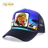 Gorra de Camionero Ajustable con Malla y Bordado de León, Gorra Snapback Transpirable para Deportes al Aire Libre y Fiestas en la Playa - Blanca o Negra