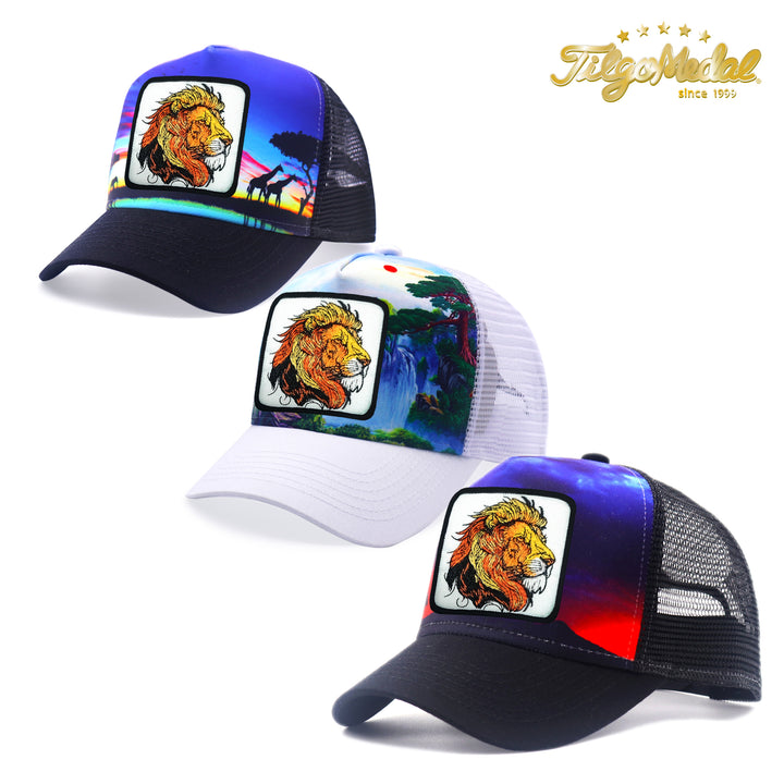 Gorra de Camionero Ajustable con Malla y Bordado de León, Gorra Snapback Transpirable para Deportes al Aire Libre y Fiestas en la Playa - Blanca o Negra