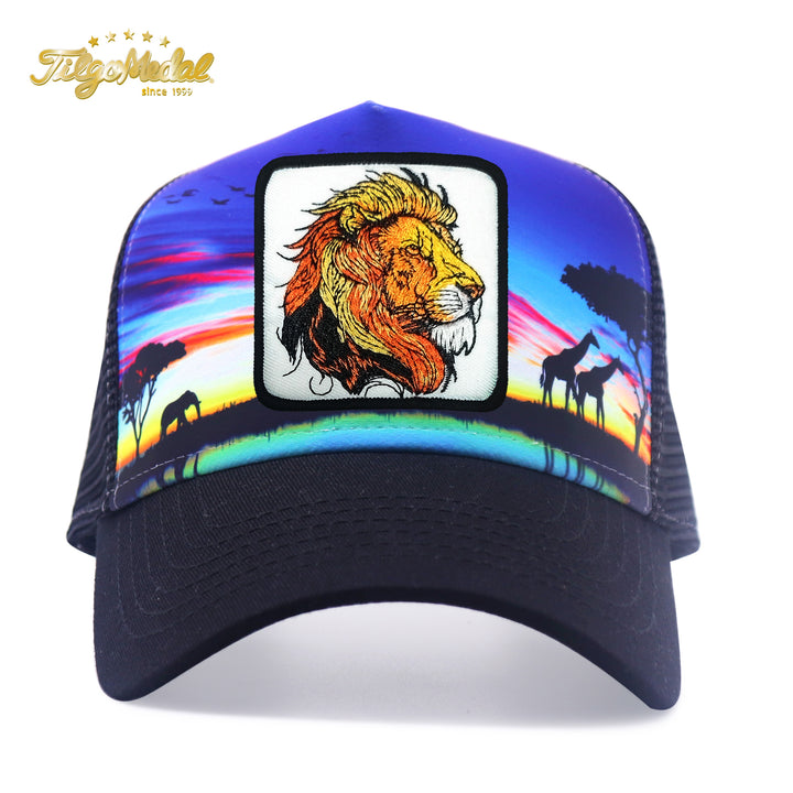 Gorra de Camionero Ajustable con Malla y Bordado de León, Gorra Snapback Transpirable para Deportes al Aire Libre y Fiestas en la Playa - Blanca o Negra