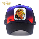Gorra de Camionero Ajustable con Malla y Bordado de León, Gorra Snapback Transpirable para Deportes al Aire Libre y Fiestas en la Playa - Blanca o Negra