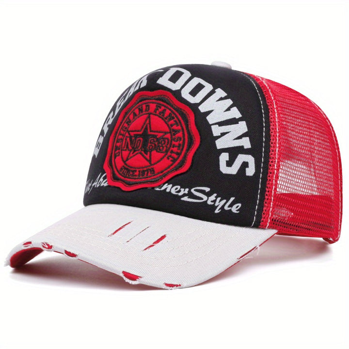 Gorra de Béisbol Ligera para Hombres - Diseño Elegante en Dos Tonos y Rojo con Parte Trasera Transpirable, Ala Ancha para Deportes al Aire Libre y Uso Casual, Accesorio para Todas las Estaciones