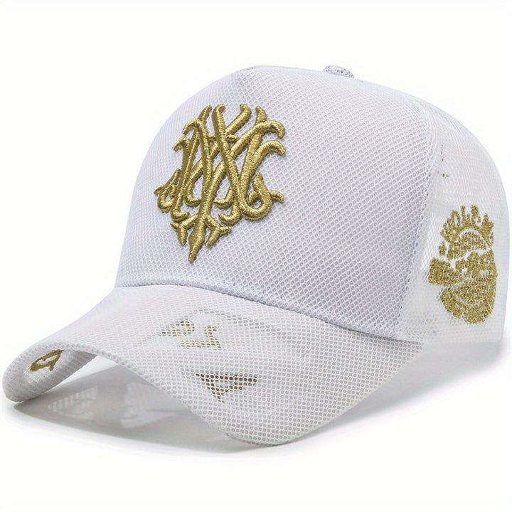 Gorra de Béisbol de Malla Transpirable para Mujer - Bordada a la Moda, Ligera y Ajustable con Cierre de Presión para Primavera/Verano