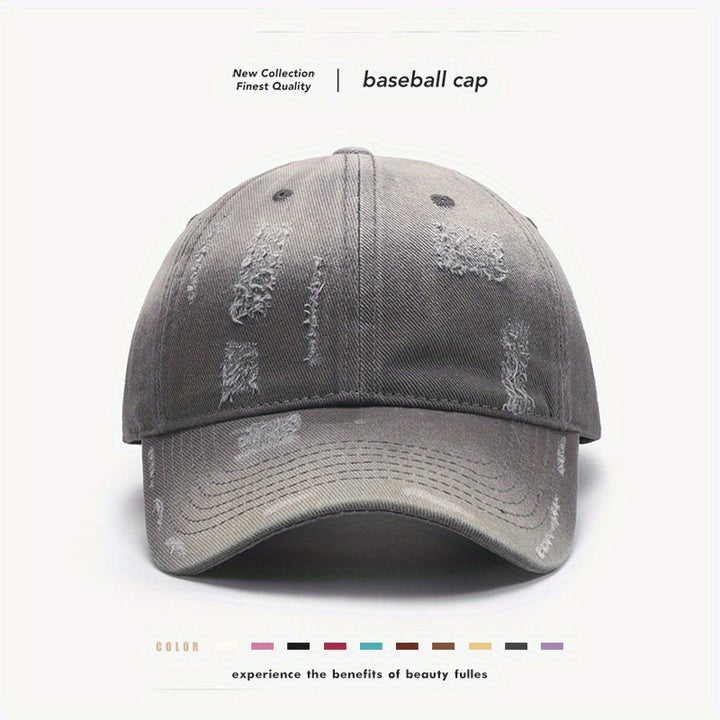 Gorra de béisbol unisex desgastada y lavada, 100% poliéster, ligera, ajustable, artesanía a rayas, sombrero de pico de pato a la moda para actividades al aire libre de primavera