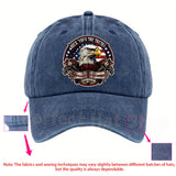 Gorra de Béisbol Militar con Águila Calva Patriótica - Ajuste Regulable, Lavable a Máquina - Azul Oscuro con Diseño de Bandera Americana y Parche "Motivo del Águila