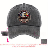 Gorra de Béisbol Militar con Águila Calva Patriótica - Ajuste Regulable, Lavable a Máquina - Azul Oscuro con Diseño de Bandera Americana y Parche "Motivo del Águila