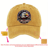 Gorra de Béisbol Militar con Águila Calva Patriótica - Ajuste Regulable, Lavable a Máquina - Azul Oscuro con Diseño de Bandera Americana y Parche "Motivo del Águila