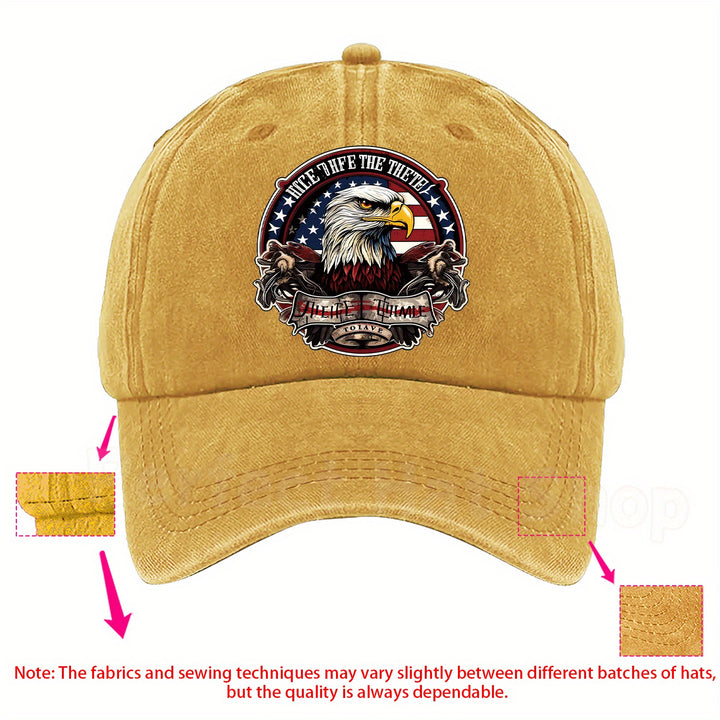 Gorra de Béisbol Militar con Águila Calva Patriótica - Ajuste Regulable, Lavable a Máquina - Azul Oscuro con Diseño de Bandera Americana y Parche "Motivo del Águila