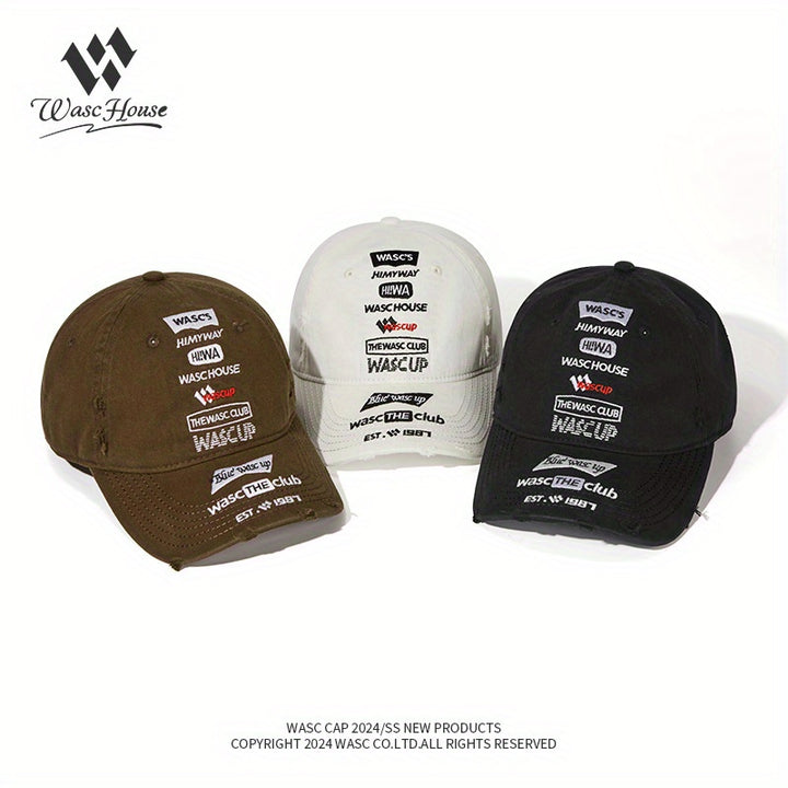 1pc Gorra de Béisbol Estilo Callejero Ajustable con Bordado Único, Visera Curva para Protección Solar, Ajuste Elástico para Salidas Casuales, Actividades al Aire Libre y Eventos de Regreso a Casa, Sombrero Duradero