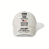 1pc Gorra de Béisbol Estilo Callejero Ajustable con Bordado Único, Visera Curva para Protección Solar, Ajuste Elástico para Salidas Casuales, Actividades al Aire Libre y Eventos de Regreso a Casa, Sombrero Duradero