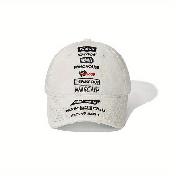 1pc Gorra de Béisbol Estilo Callejero Ajustable con Bordado Único, Visera Curva para Protección Solar, Ajuste Elástico para Salidas Casuales, Actividades al Aire Libre y Eventos de Regreso a Casa, Sombrero Duradero