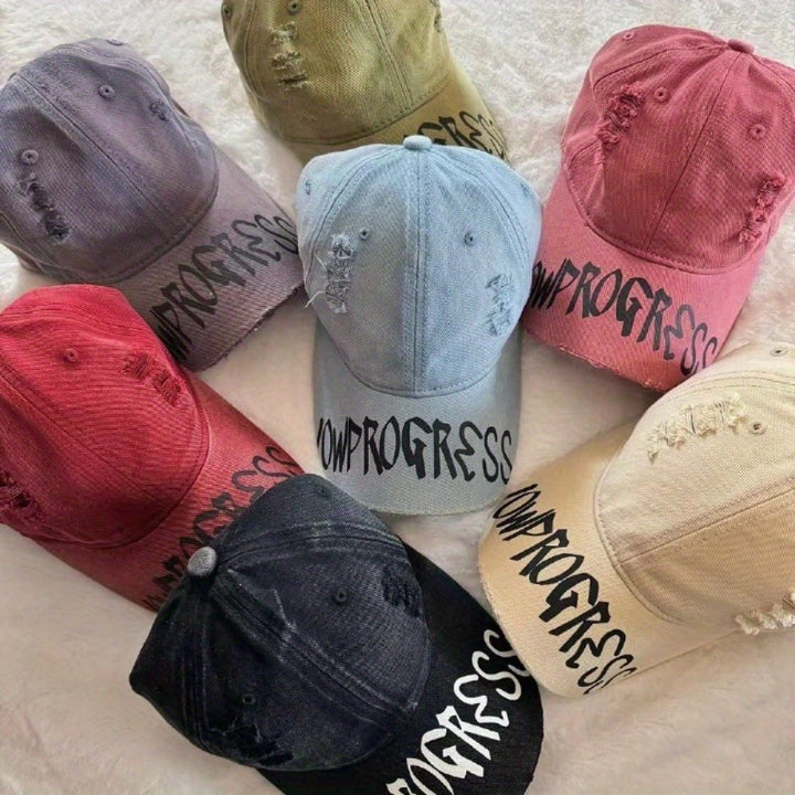 Gorra de Béisbol Unisex con Diseño Moderno y Estilo Pato, Letras Desgastadas para Verano