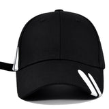 Gorra de béisbol azul marino para mujer con diseño de impresión blanca - Ajustable, plegable, casual y elegante, ideal para primavera y otoño, accesorio de cabeza casual | Accesorio de cabeza elegante | Gorra plegable